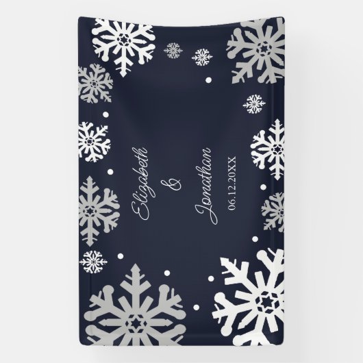 Navy Blue Snowflakes Winter Wedding Spandoek (Verticaal)