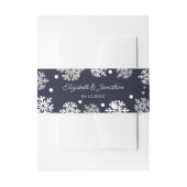 Navy Blue Snowflakes Winter Wedding Uitnodigingen Wikkel (Voorkant Voorbeeld)
