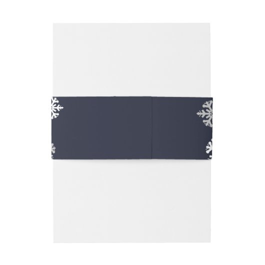 Navy Blue Snowflakes Winter Wedding Uitnodigingen Wikkel (Achterkant Voorbeeld)