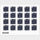Navy Blue Snowflakes Winter Wedding Vierkante Sticker (Vel)