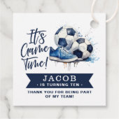 Navy Blue Soccer Kinder Waterverf Bedankjes Labels (Achterkant)