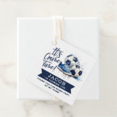 Navy Blue Soccer Kinder Waterverf Bedankjes Labels (In situ)