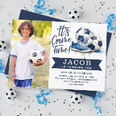 Navy Blue Soccer Kinder Waterverf Foto Kaart