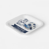 Navy Blue Soccer Kinder Waterverf Papieren Bordje (Gebogen)