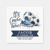 Navy Blue Soccer Kinder Waterverf Servet (Voorkant)