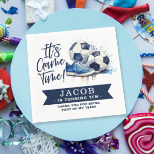 Navy Blue Soccer Kinder Waterverf Servet