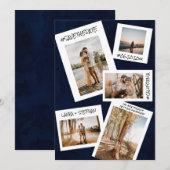 Navy blue social media 5 foto slaat de datum op save the date (Voorkant / Achterkant)