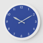 Navy Blue Solid Color Grote Klok (Voorkant)