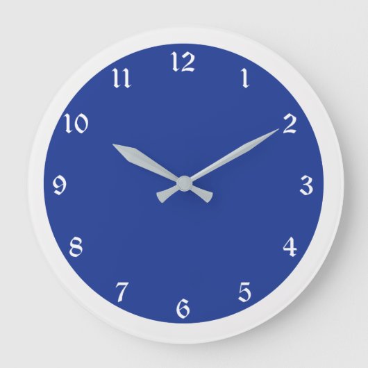 Navy Blue Solid Color Grote Klok (Voorkant)