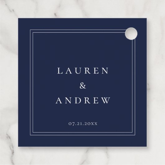 Navy Blue Solid Minimalist Modern Gift Bedankjes Labels (Achterkant)
