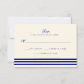 Navy Blue Sophisticated Stripes Wedding RSVP (Voorkant)