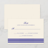 Navy Blue Sophisticated Stripes Wedding RSVP Kaartje (Voorkant / Achterkant)