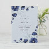 Navy Blue Sophisticated Winter Wedding Kaart (Staand voorkant)