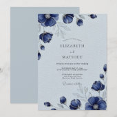 Navy Blue Sophisticated Winter Wedding Kaart (Voorkant / Achterkant)