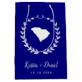 Navy Blue South Carolina Map Wedding Welcome Swag Medium Cadeauzakje (Voorkant)