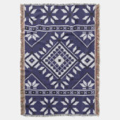 Navy Blue Southwest Aztec Tribal Geometric Pattern Deken (Voorkant Verticaal)