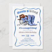 Navy Blue Space Cowgirl Boots and Bling Birthday  Kaart (Voorkant)