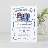 Navy Blue Space Cowgirl Boots and Bling Birthday  Kaart (Staand voorkant)