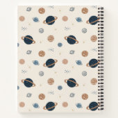 Navy Blue Space Planets Patroon Notitieboek (Achterkant)