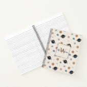 Navy Blue Space Planets Patroon Notitieboek (Binnen)