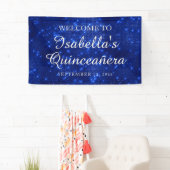 Navy Blue Sparking Quinceañera Welkomstnaam Spandoek (Insitu)