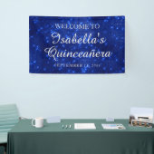 Navy Blue Sparking Quinceañera Welkomstnaam Spandoek (Beurs)