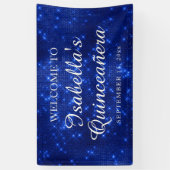 Navy Blue Sparking Quinceañera Welkomstnaam Spandoek (Verticaal)