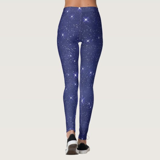 Navy Blue Sparkle Girly Glam Leggings (Achterkant)