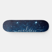 Navy Blue Sparkle Glitter, gepersonaliseerd Persoonlijk Skateboard (Horizontaal)