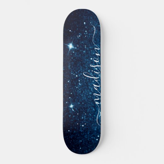 Navy Blue Sparkle Glitter, gepersonaliseerd Persoonlijk Skateboard (Voorkant)