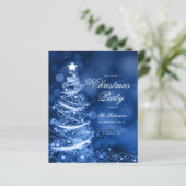 Navy Blue Sparkling Xmas Tree Uitnodigen Programma (Staand voorkant)