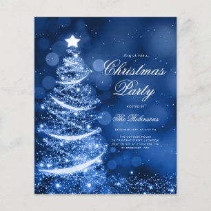 Navy Blue Sparkling Xmas Tree Uitnodigen Programma