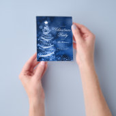 Navy Blue Sparkling Xmas Tree Uitnodigen Programma Flyer (Hand)