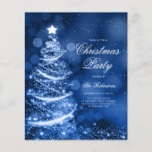 Navy Blue Sparkling Xmas Tree Uitnodigen Programma Flyer (Voorkant)