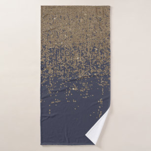 Navy Blue Sparkly Glitter Ombre Badhanddoek