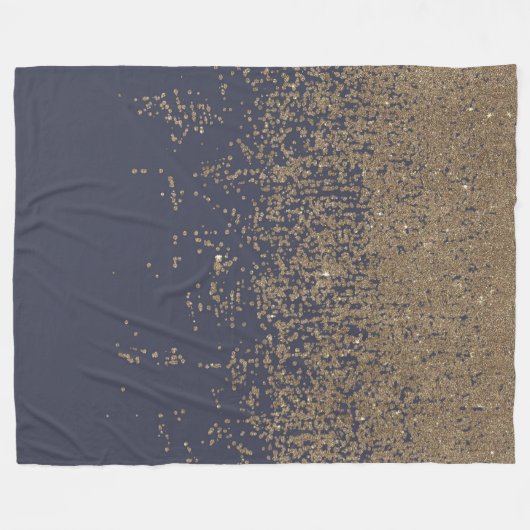 Navy Blue Sparkly Glitter Ombre Fleece Deken (Voorkant (Horizontaal))
