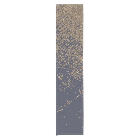 Navy Blue Sparkly Glitter Ombre Korte Tafelloper (Voorkant)