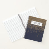 Navy Blue Sparkly Glitter Ombre Notitieboek (Binnen)