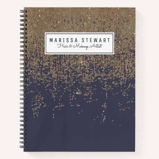 Navy Blue Sparkly Glitter Ombre Notitieboek (Voorkant)