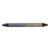 Navy Blue Sparkly Glitter Ombre Zwarte Inkt Pen (Voorkant)