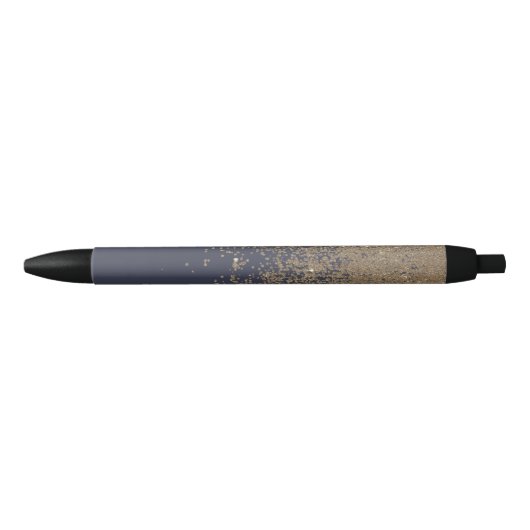 Navy Blue Sparkly Glitter Ombre Zwarte Inkt Pen (Voorkant)