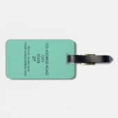 Navy Blue & Spearmint Striped Personalized Bagagelabel (Achterkant horizontaal)