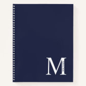 Navy Blue Specialized Elegant Monogram and Name Notitieboek (Voorkant)