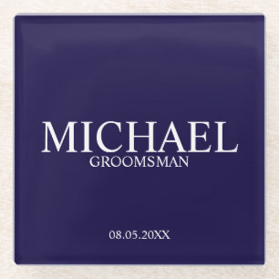 Navy Blue Specialized Groomsmen Glazen Onderzetter