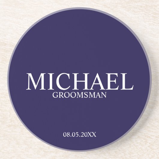 Navy Blue Specialized Groomsmen Zandsteen Onderzetter (Voorkant)