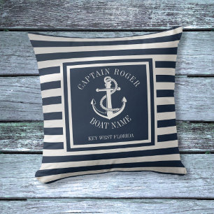 Navy Blue Specialized Kapitein Nautical Anchor Kussen