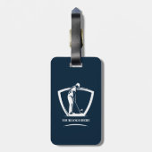 Navy Blue Specialized Monogram Golfer Bagagelabel (Achterkant verticaal)