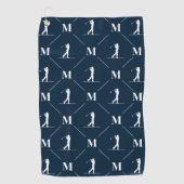 Navy Blue Specialized Monogram Golfer Golfhanddoek (Voorkant)
