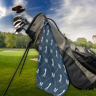 Navy Blue Specialized Monogram Golfer Golfhanddoek