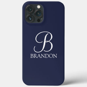 Navy Blue Specialized Script Monogram en Naam Case-Mate iPhone Case